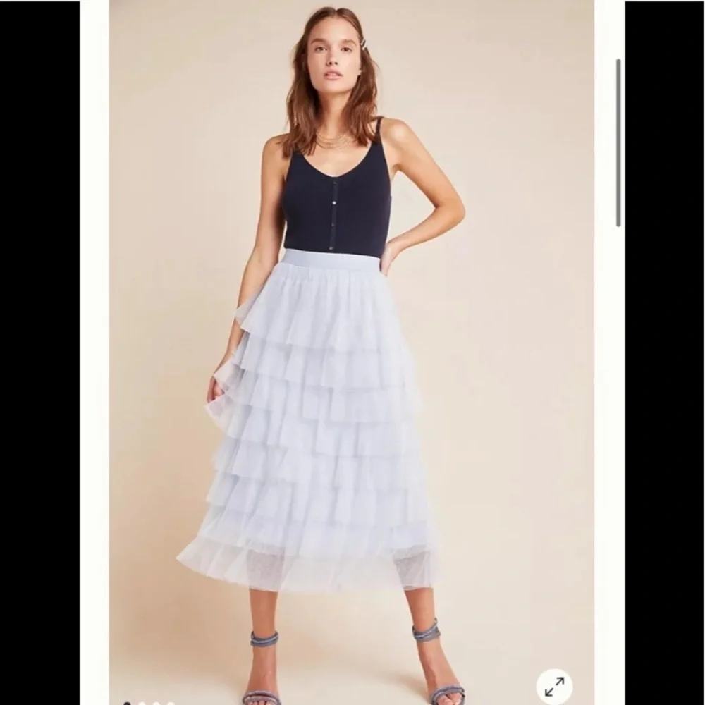 NWT Anthropologie Ashley Tulle MIDI Skirt Size Xl Blue